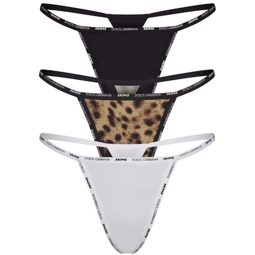 SKIMS x Dolce & Gabbana Cotton Jersey T-String Thong (3-Pack)
Leopard-Multi